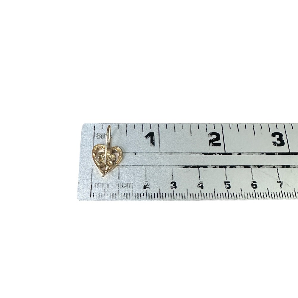 Vintage‎ Sterling Silver Yellow Gold Tone Heart Flower Dangle Ear Wire Earrings - Picture 5 of 5